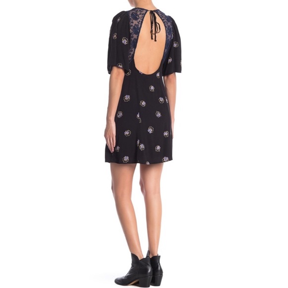 NWT Free People Mockingbird Embroidered Mesh Inset Minidress - Picture 8 of 11